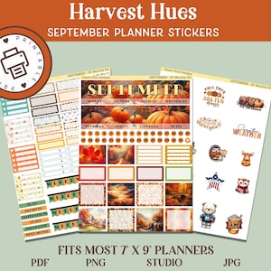 SEPTEMBER Planner Stickers | Autumn-Themed | Fits 7&quot;x9&quot; planners | Printable Monthly Kit | Perfect for Fall Organization