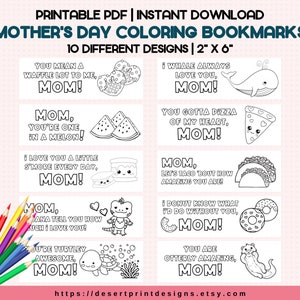 Punny Mother&#39;s Day Coloring Bookmarks