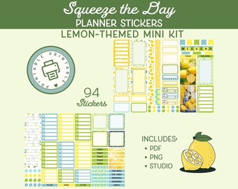 Pegatinas de planificador de limón: Kit semanal (PDF, PNG, Studio)