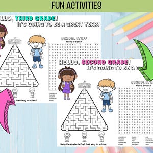 2nd-3rd Grade Back-to-school Activity Pages: Word Search, Maze (PDF) - Etsy