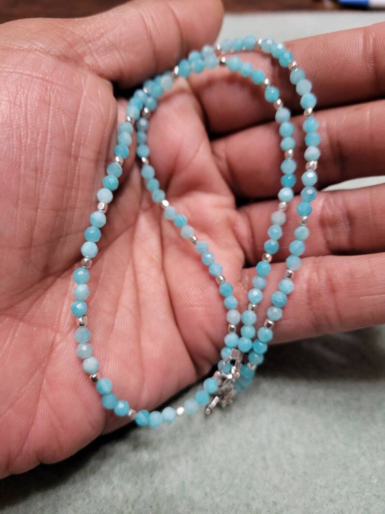 Amazonite and sterling beaded necklace with adjustable sterling toggle clasp