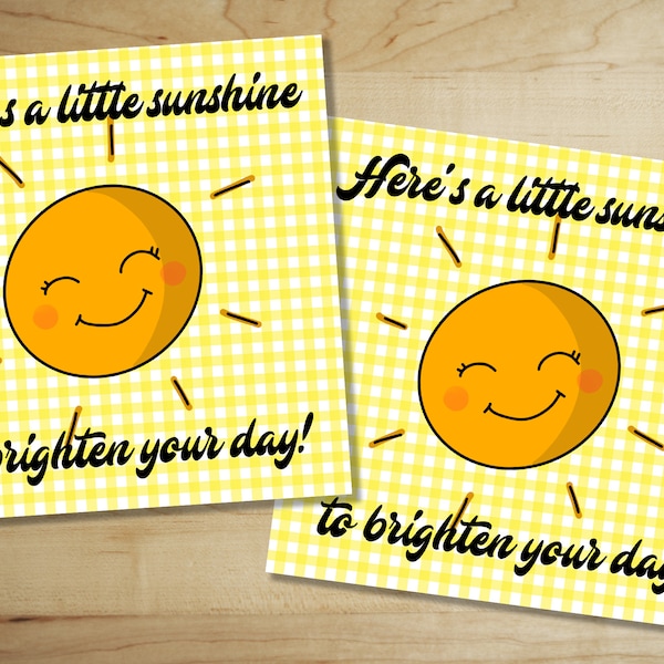 A Little Sunshine To Brighten Your Day Tag, Teacher gift, Thank you gift Tag, Printable, School, Thinking of you, Digital download