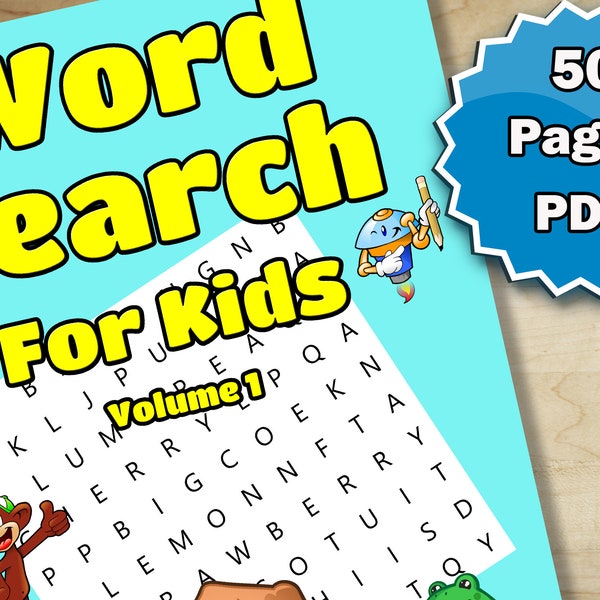 Word Search for Kids, 50 Kids Word Search Puzzles, Puzzles for Children, Classroom Games, Back To School, Games For Kids, Printable