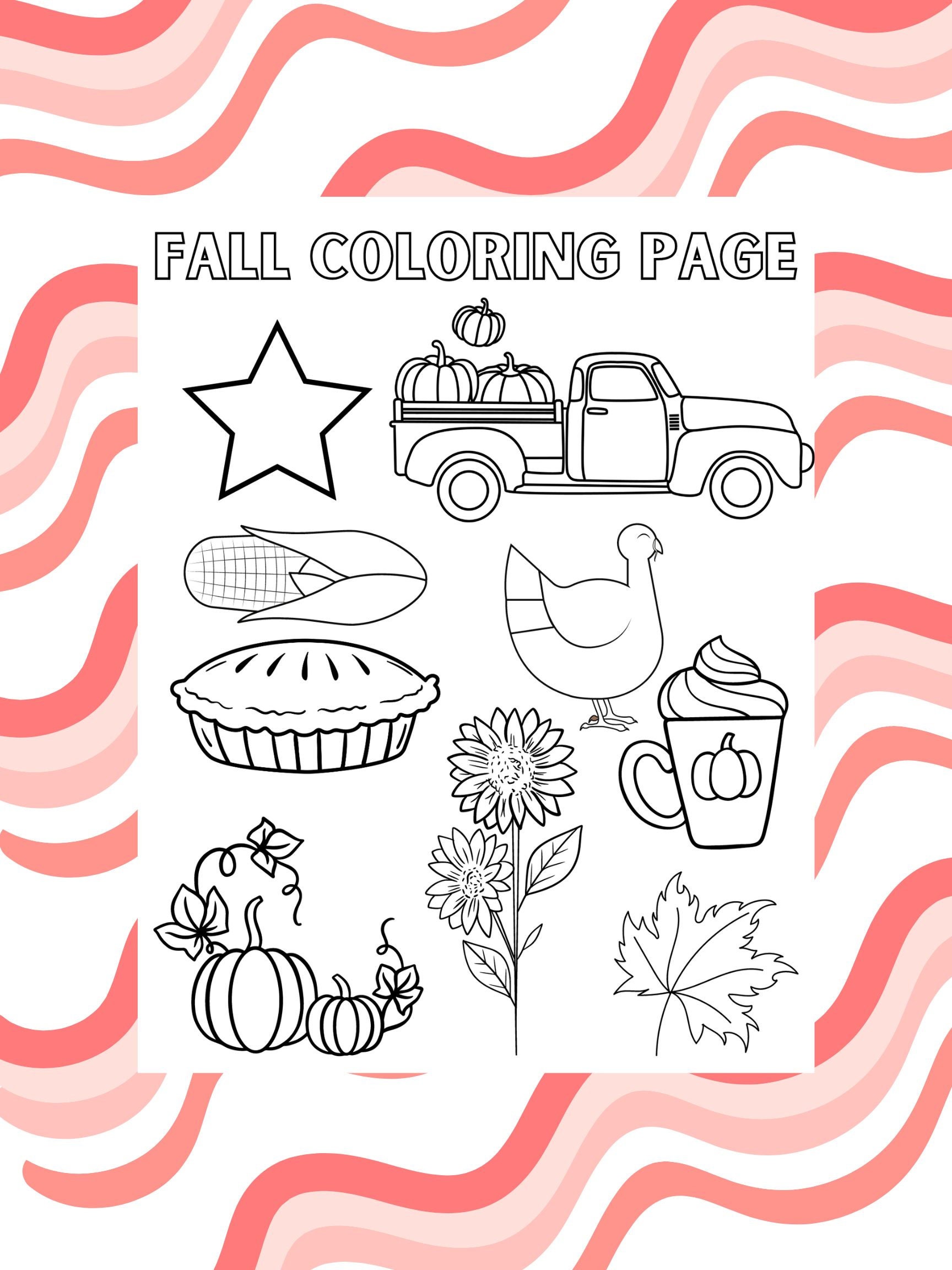 Fall Coloring Printable PDF - Etsy
