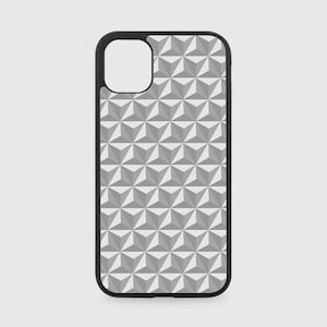 May include: A black phone case with a white geometric pattern. The pattern is made up of small triangles that create a 3D effect.