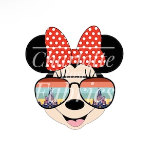 Trasferimento a sublimazione - Occhiali da sole Minnie Mouse Castle - Pronti per la stampa - Dimensioni multiple - Tasca, Neonato, Giovane, Adulto
