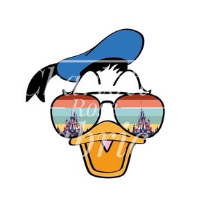 Trasferimento a sublimazione - Occhiali da sole Donald Duck Castle - Pronti per la stampa - Dimensioni multiple - Tasca, Neonato, Giovane, Adulto