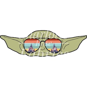 Trasferimento a sublimazione - Occhiali da sole Baby Yoda Castle - Stampa pronta per la stampa - Dimensioni multiple - Tasca, Neonato, Giovane, Adulto