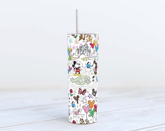 Drinking Tumbler - Mickey Minnie Disney Sketch - Sublimation