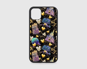 iPhone Case - Disney World 50th Anniversary Celebration Mickey Minnie Disney Sketch Black Background - Multiple Sizes Available