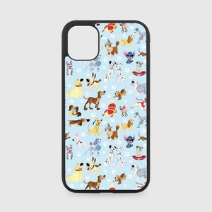 Funda para iPhone - Perros de Disney Fondo azul Perros Plutón Puntada Perno Dama y Vagabundo Dálmatas Fondo azul excavado - Múltiples tamaños disponibles