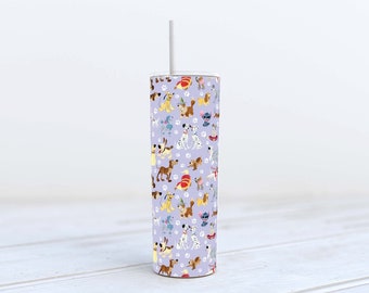 Drinking Tumbler - Disney Dogs Purple Background Dogs Pluto Stitch Bolt Lady and Tramp Dalmatians Dug - Sublimation