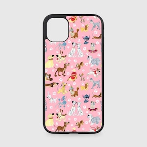 iPhone Case - Disney Dogs Pluto Stitch Bolt Lady and Tramp Dalmatians Dug Pink Background - Multiple Sizes Available