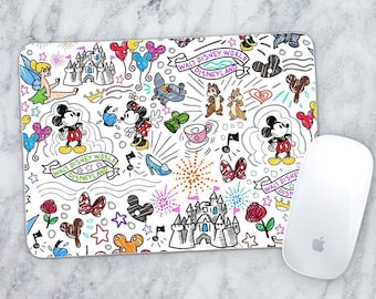 Computer Mousepad - Mickey Minnie Disney Sketch - Custom Sublimation