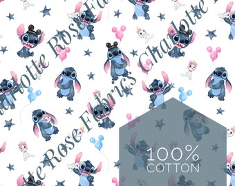 IN STOCK! Cotton Disney Stitch Character Fabric 1 YD 1/2 Yd Fat Quarter