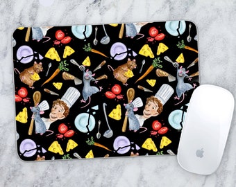 Computer Mousepad - Disney Ratatouille Remy Linguini Chef Black Background - Custom Sublimation