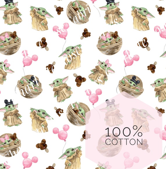 IN STOCK! Cotton Pink Baby Yoda Star Wars Galaxys Edge Fabric YD
