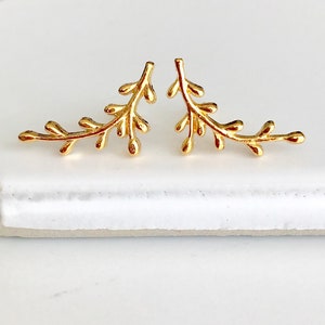 Gold Olive Branch Ear Climber