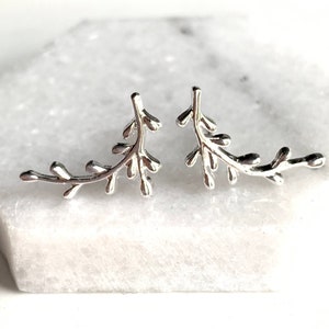 Sterling Silver Olive Branch Ear Climbers