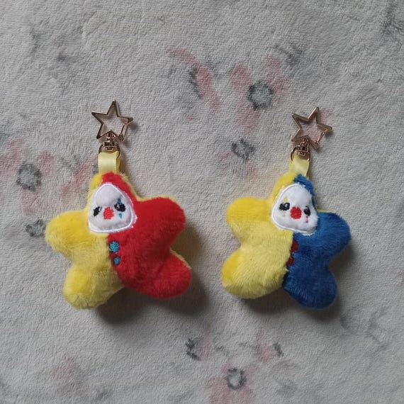 Cute Star Clown Plush Keychain, Handmade Minky Charm - Etsy