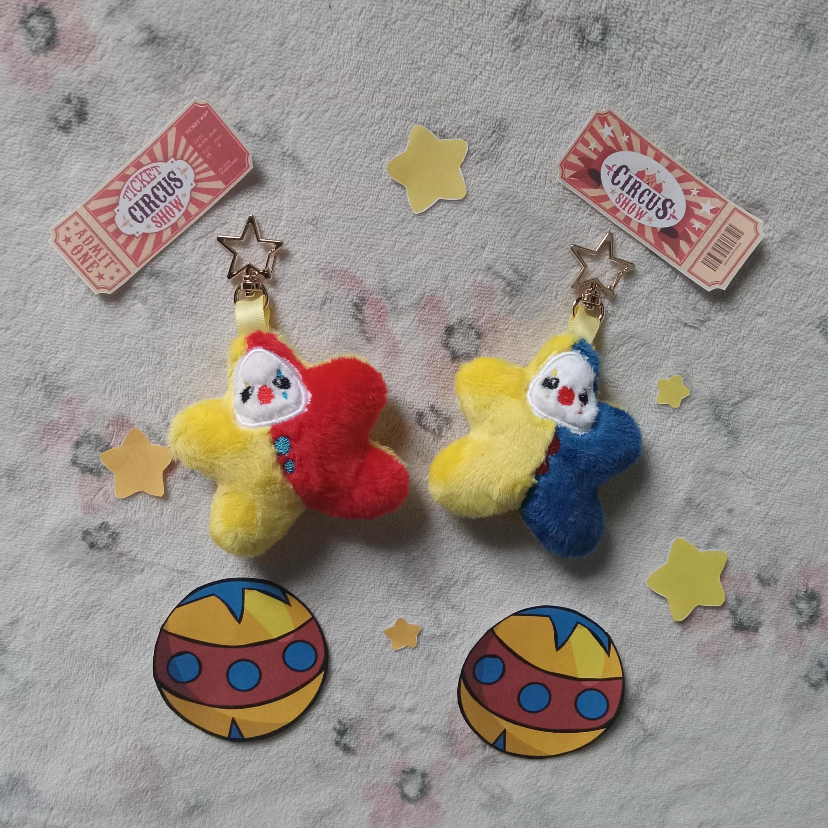 Cute Star Clown Plush Keychain, Handmade Minky Charm - Etsy
