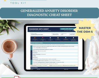 Generalized Anxiety Disorder DSM-5 Cheat Sheet Printable PMHNP Study Guide with Diagnosis and Treatment