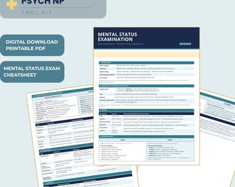 MSE Cheat Sheet | Mental Status Examination Reference | PMHNP Clinical Resource | Psychiatric NP Printable Download