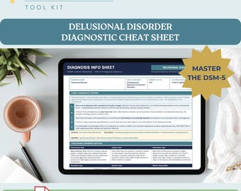 DSM-5 Cheat Sheet Delusional Disorder PMHNP Board Review Psychiatry Study Guide Psychotic Disorders Clinical Notes Mental Health Exam Prep