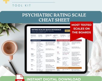 Psychiatric Rating Scales Cheat Sheet PMHNP Board Prep Phq-9 Gad-7 Scores Psychiatry Study Guide PDF