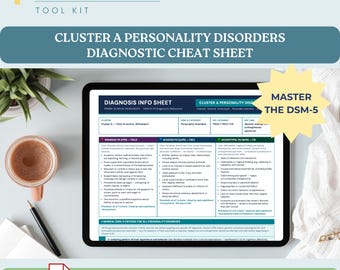 Cluster A Personality Disorders Cheat Sheet DSM-5 Printable PMHNP Study Guide with Diagnosis and Differentials
