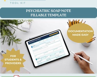 Psychiatric SOAP Note Template Printable PMHNP Clinical Documentation Guide Mental Health Note Format for Students and Providers
