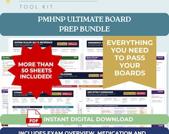 PMHNP Board Prep Ultimate Bundle ANCC AANP Exam Review Psychiatric Nurse Practitioner Study Guide Flashcards Psych Med Cheat Sheet