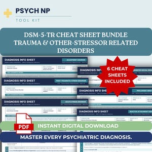 Ensemble DSM-5-TR pour troubles liés aux traumatismes, outil de diagnostic clinique, préparation à l'examen psychiatrique, aide-mémoire pour le code CIM-10, manuel de diagnostic, guide d'étude