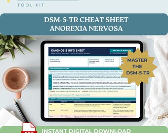 Anorexia Nervosa DSM-5 Cheat Sheet Printable PMHNP Study Guide with Diagnosis Criteria Differentials and Treatment