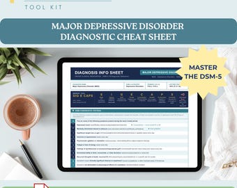 Major Depressive Disorder DSM-5 Cheat Sheet Printable PMHNP Study Guide with Diagnosis Criteria Differentials and Treatment