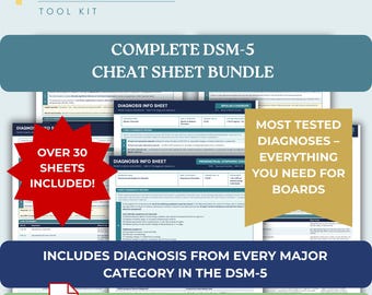PMHNP DSM-5 Cheat Sheet Bundle Psychiatry Study Guides Mental Health Nursing Notes Board Exam Prep DSM 5 Disorders Digital Pack