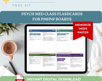 Psychiatric Drug Class Flashcards PMHNP Board Prep PDF Psych Med Study Guide Antidepressants Antipsychotics Mood Stabilizers Nursing Pharm