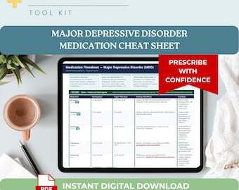 PMHNP Med Cheat Sheet for Depression Clinical Reference Psychopharmacology Study Guide ANCC AANP Board Review Notes Printable Download