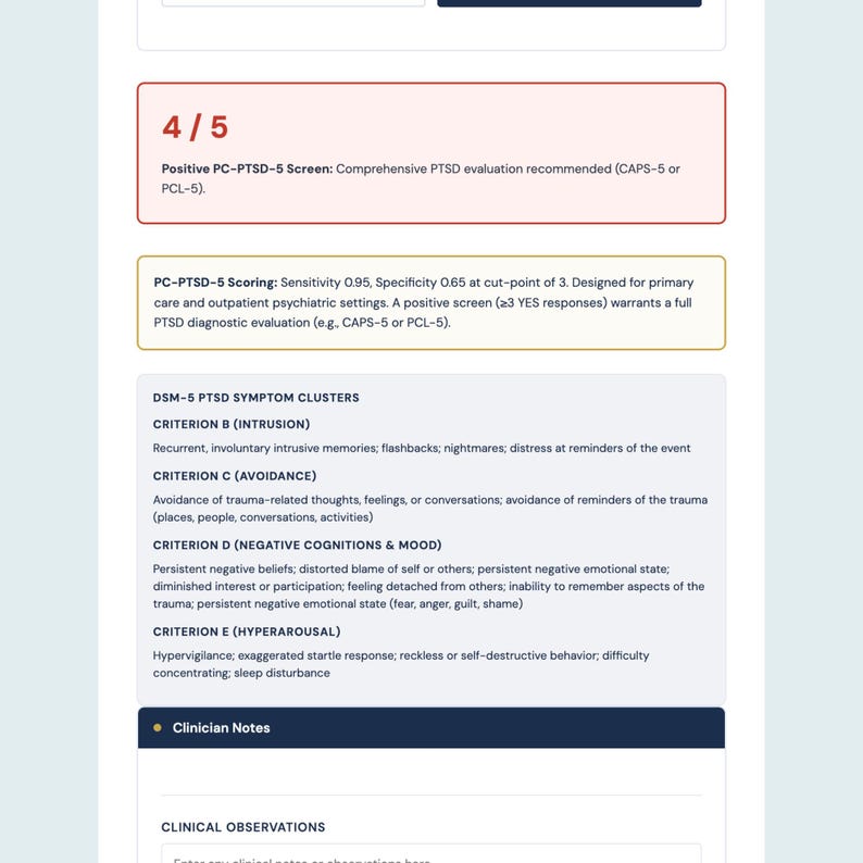 PTSD Screener Fillable Template for PMHNP Therapist | Post-traumatic ...