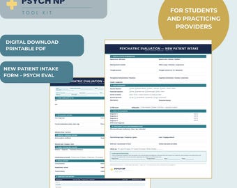 New Patient Intake Template | Psychiatric Evaluation Form | Provider Documentation | Printable Download