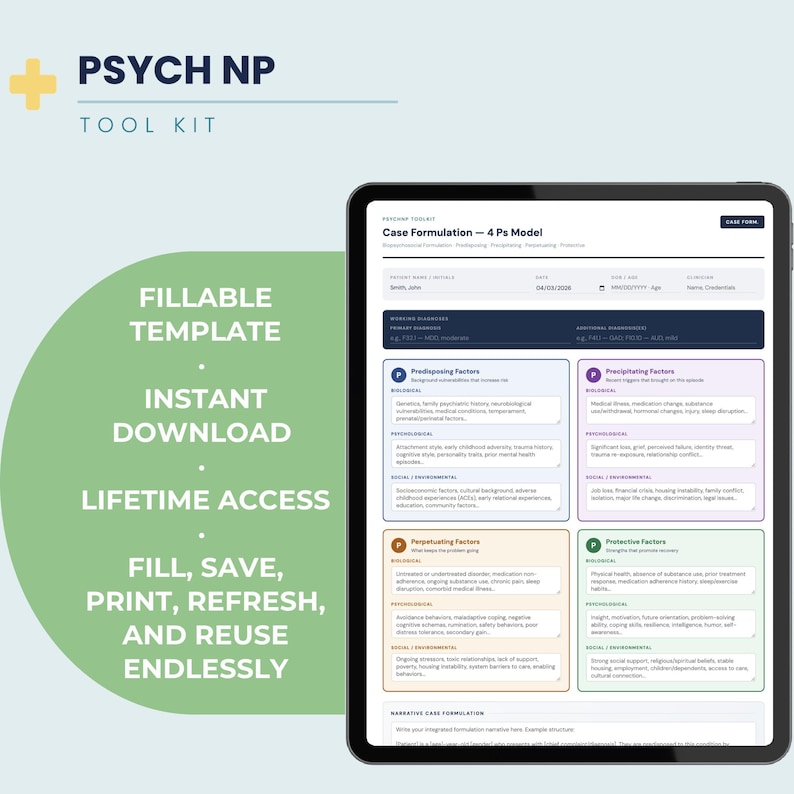 Case Formulation Model Psychiatric Case Formulation Template Fillable 4 Ps Biopsychosocial ...