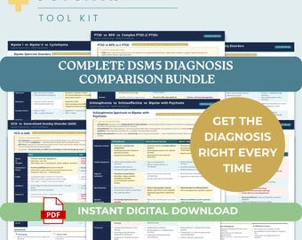 PMHNP Diagnosis Comparison Charts Printable DSM-5 Cheat Sheet for Psychiatric Nurse Practitioner Study