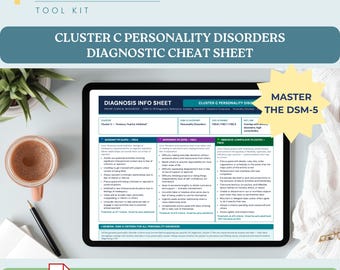 Cluster C Personality Disorders DSM-5 Cheat Sheet Printable PMHNP Study Guide with Diagnosis Differentials and Treatment