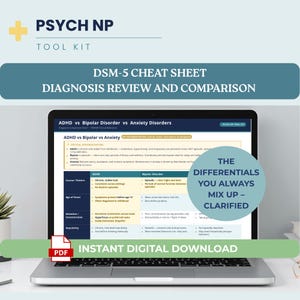 ADHD vs Bipolar vs Anxiety Comparison Chart | DSM-5-TR Differential Diagnosis Reference | Digital Download