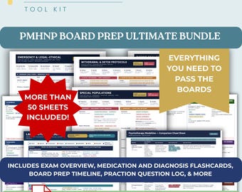 PMHNP Board Prep Ultimate Bundle Exam Outline + Psych Med Guides + Flashcards + Study Plan Psychiatry Study Guide NP Exam Prep