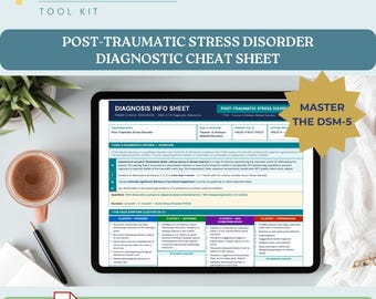 PTSD DSM-5 Cheat Sheet Printable PMHNP Study Guide Post Traumatic Stress Disorder Diagnosis and Treatment