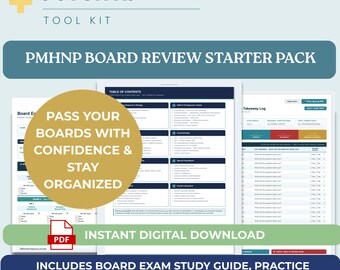 PMHNP Study Guide Bundle Printable Board Prep with Exam Timeline Planner and Practice Question Log