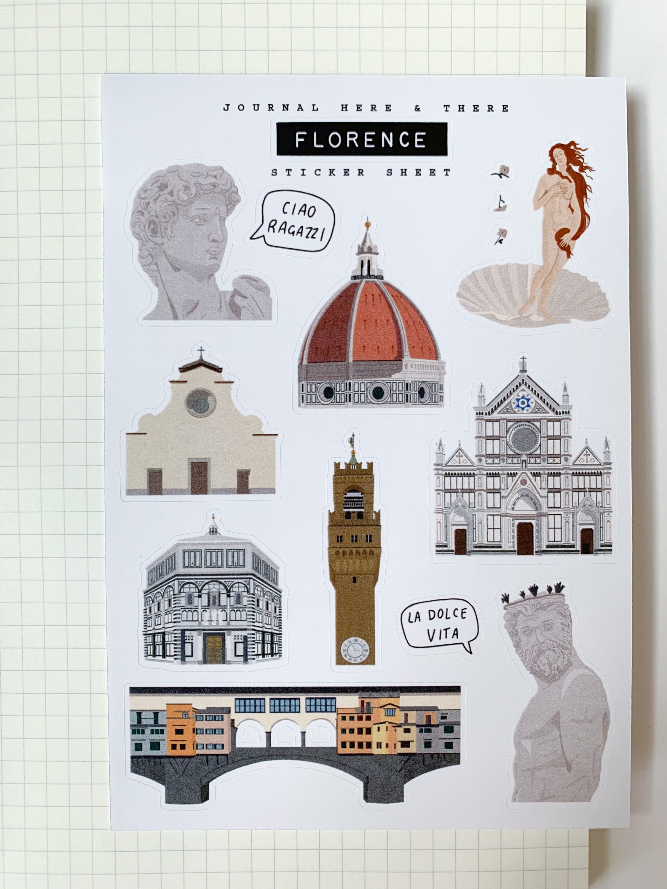 Florence Italy Sticker Sheet Etsy