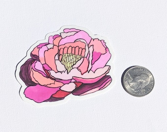 Peony Doodle Water Resistant Vinyl Sticker