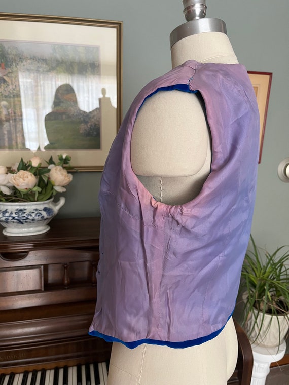 Handmade 1960s Royal Blue Velvet Vest - image 4